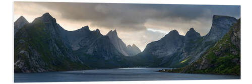 Print på skumplade A huge fjord panorama on the Lofoten