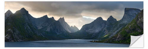 Selvklebende plakat A huge fjord panorama on the Lofoten