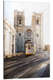 Aluminium print Tram in front of the Cathedral in Lisbon