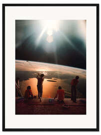 Gerahmter Kunstdruck Weltraum-Golf