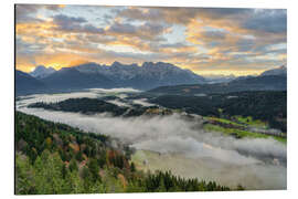 Print på aluminium View of the Karwendel mountains