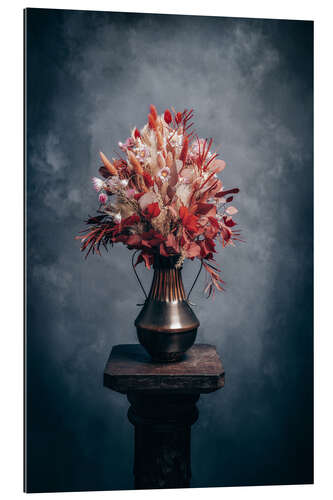 Galleritryck Dried flowers with red grasses