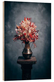 Hout print Dried flowers with red grasses