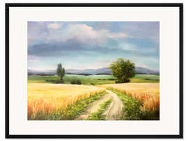 Gerahmter Kunstdruck Getreidefeld im Sommer