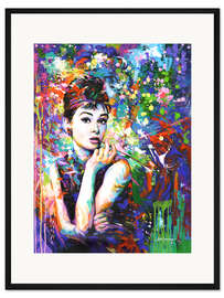 Gerahmter Kunstdruck Audrey Hepburn, modernes Porträt