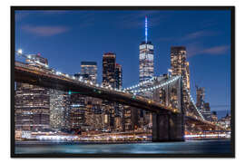Gerahmter Kunstdruck Brooklyn Bridge bei Nacht