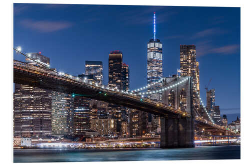 Foam board print Brooklyn Bridge by Night