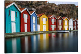 Tableau en plexi-alu Swedish Wooden Huts at the Harbour