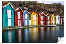 Naklejka na ścianę Swedish Wooden Huts at the Harbour