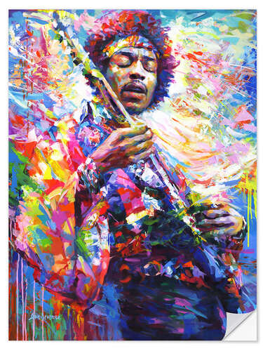 Selvklebende plakat Jimi Hendrix II