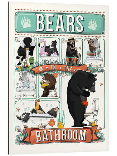 Aluminium print Bears in the Bathroom