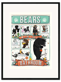 Inramat konsttryck Bears in the Bathroom