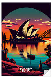 Selvklebende plakat Travel to Sydney