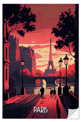 Selvklebende plakat Travel to Paris