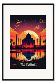 Gerahmter Kunstdruck Reiseplakat Taj Mahal