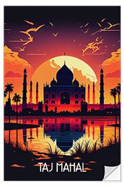 Selvklebende plakat Travel to Taj Mahal