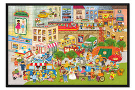 Gerahmter Kunstdruck Meine kunterbunte Stadt