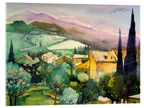 Acrylglas print South of Tuscany, houses near Monticchiello