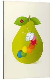 Aluminium print Rainbow caterpillar with pear