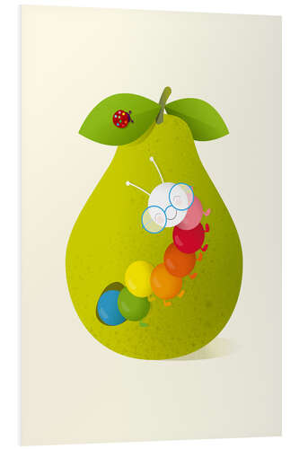 Foam board print Rainbow caterpillar with pear