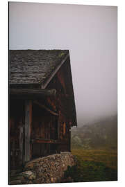 Alubild Almhütte im Nebel