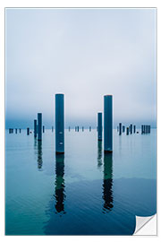 Selvklæbende plakat Breakwater in the sea