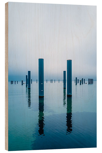 Wood print Breakwater in the sea