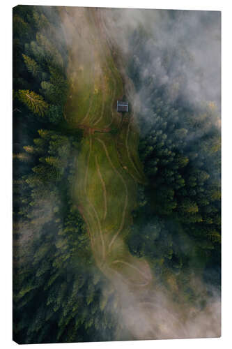 Canvas-taulu Alpine meadow with hut