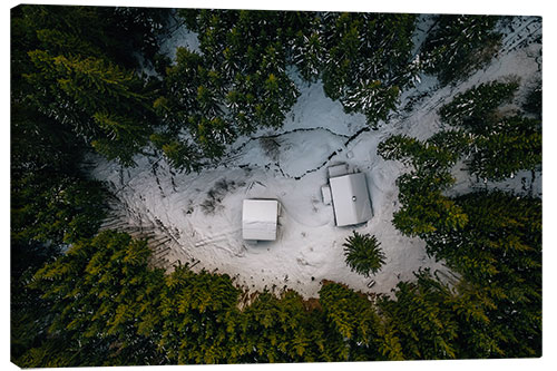 Canvas print Two huts in the forest