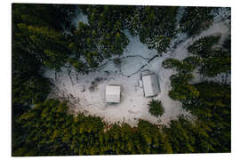 Magnettafel Zwei Hütten im Wald