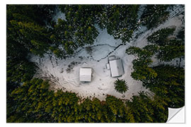 Wandsticker Zwei Hütten im Wald