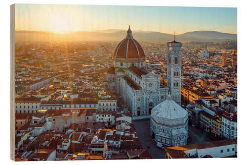 Holzbild Sonnenaufgang in Florenz, Italien