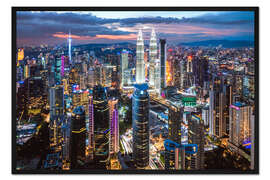 Gerahmter Kunstdruck Kuala Lumpur bei Nacht, Malaysia