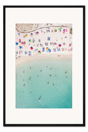 Gerahmter Kunstdruck Bunter Badestrand im Sommer