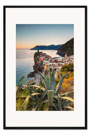 Gerahmter Kunstdruck Sonnenuntergang in den Cinque Terre, Italien