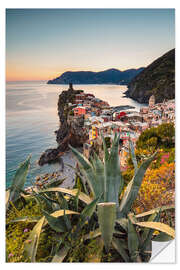 Wandsticker Sonnenuntergang in den Cinque Terre, Italien