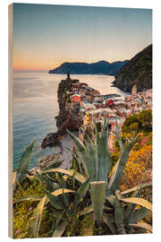 Trätavla Sunset at the Cinque Terre, Italy - Matteo Colombo