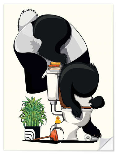 Sisustustarra Panda bear on the toilet