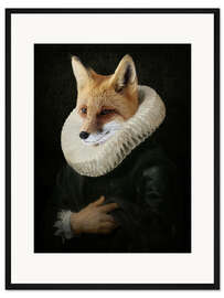 Gerahmter Kunstdruck Flämisches Porträt mit Fuchs
