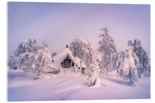 Tableau en verre acrylique Snowy cottage in Lapland