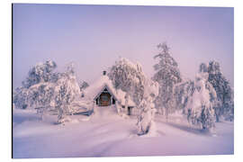 Aluminium print Snowy cottage in Lapland