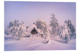 Foam board print Snowy cottage in Lapland