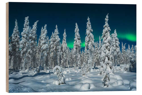 Hout print Polar night in Lapland