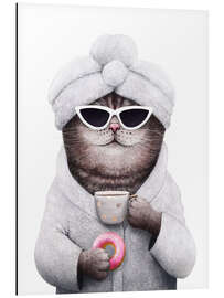 Magnettafel Katze mit Kaffee