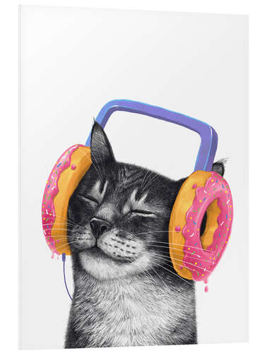 Cuadro de PVC Cat with Donut Headphones