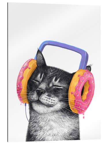 Galleritryk Cat with Donut Headphones