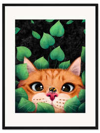 Gerahmter Kunstdruck Katze und Biene