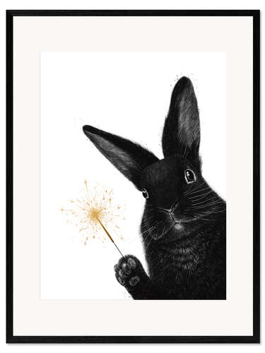 Framed art print Easter Rabbit with sparkler