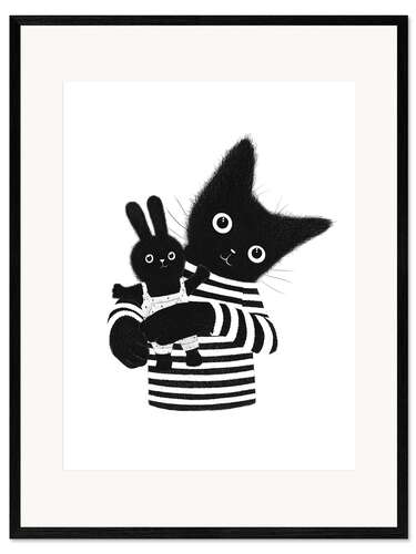 Framed art print Cat with Bunny