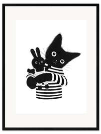 Framed art print Cat with Bunny